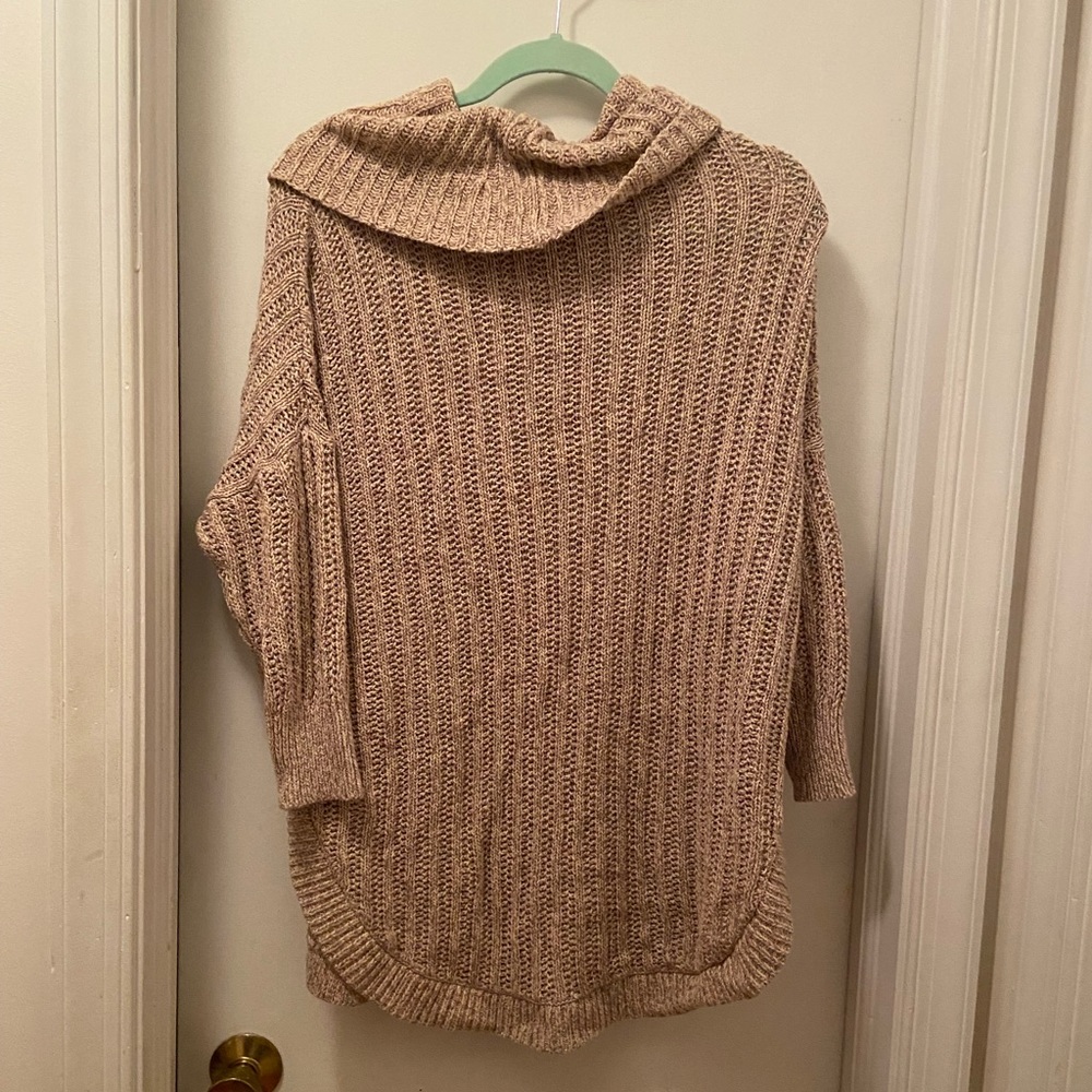 Tan knit cowl neck sweater express Large